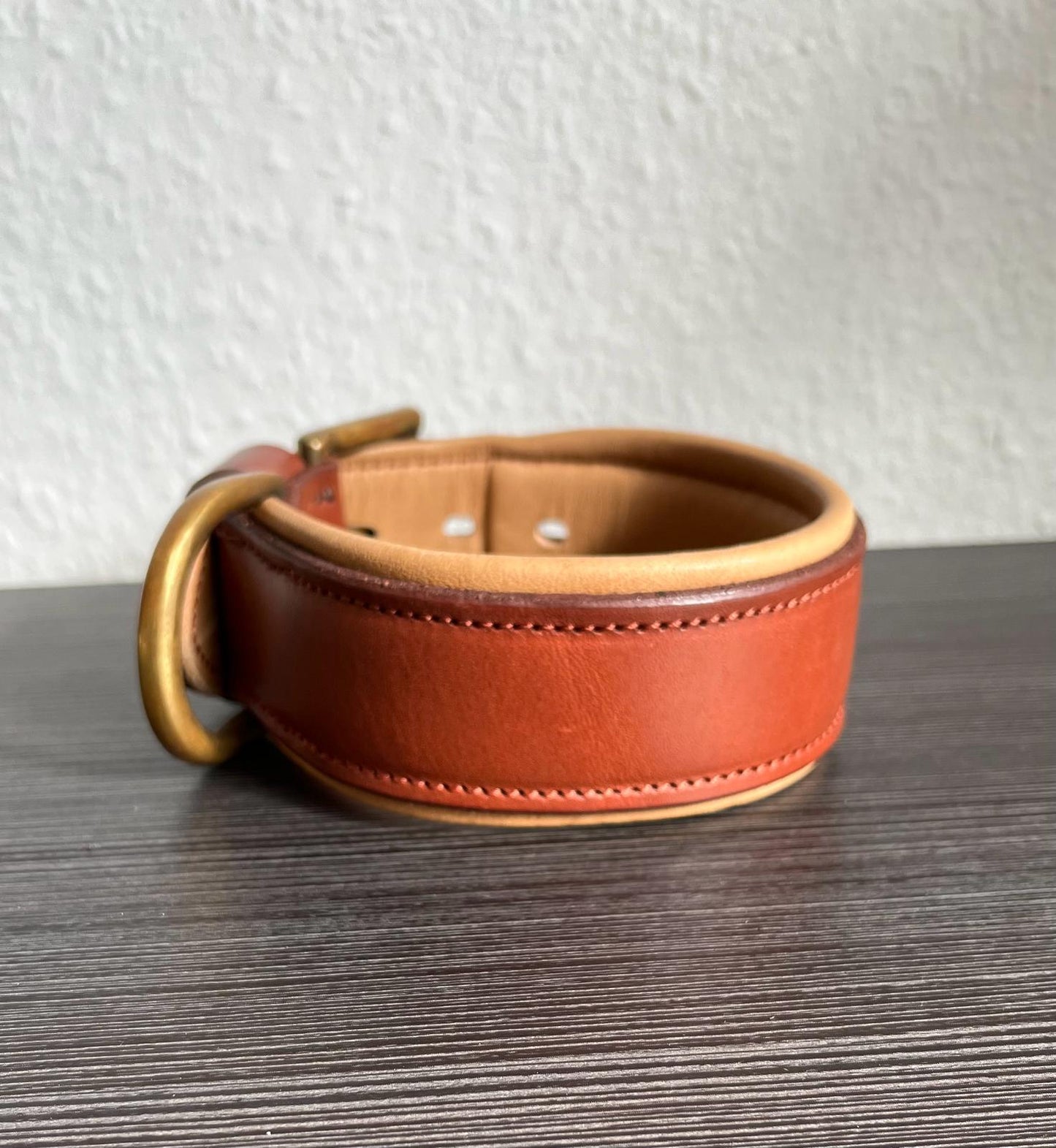 SONDERPOSTEN MESSEVORFÜHRER Lederhalsband Premium Brown (4,8 cm breit)