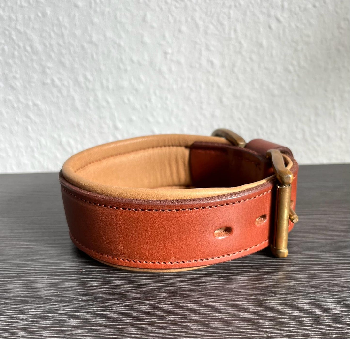 SONDERPOSTEN MESSEVORFÜHRER Lederhalsband Premium Brown (4,8 cm breit)