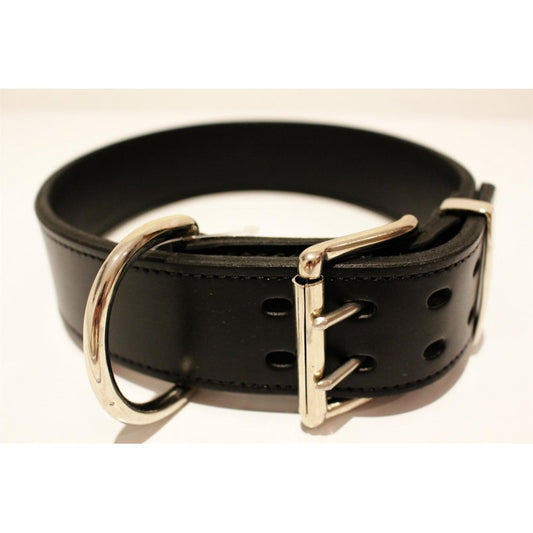 Lederhalsband Premium Black (5 cm breit) - Qualitatives Luxus Halsband