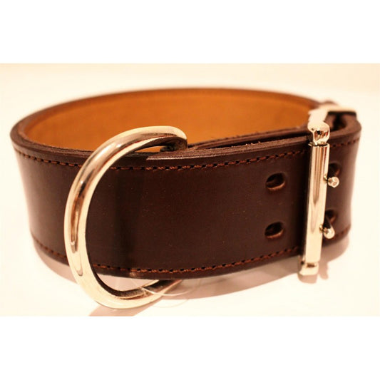Lederhalsband Premium Brown (5 cm breit) - Qualitatives Luxus Halsband