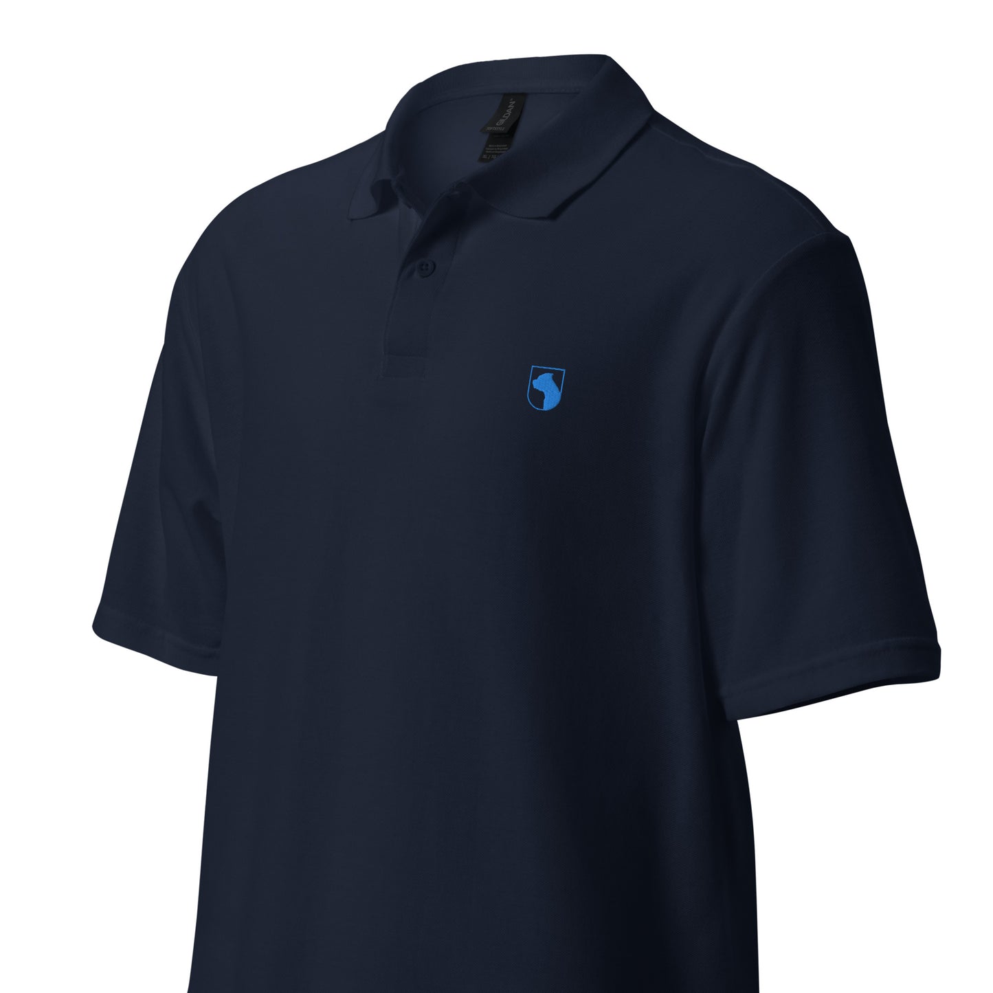"STAFF Logo" Unisex Piqué-Poloshirt - Staffordshire Bullterrier - blau